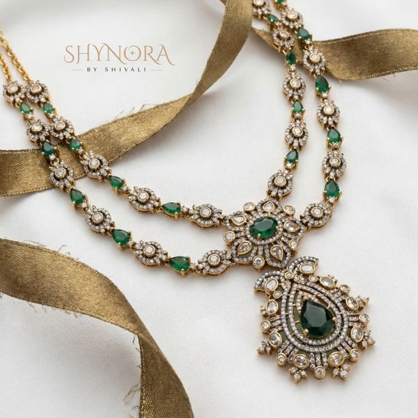 Emerald Royale Layered Kundan Necklace Set