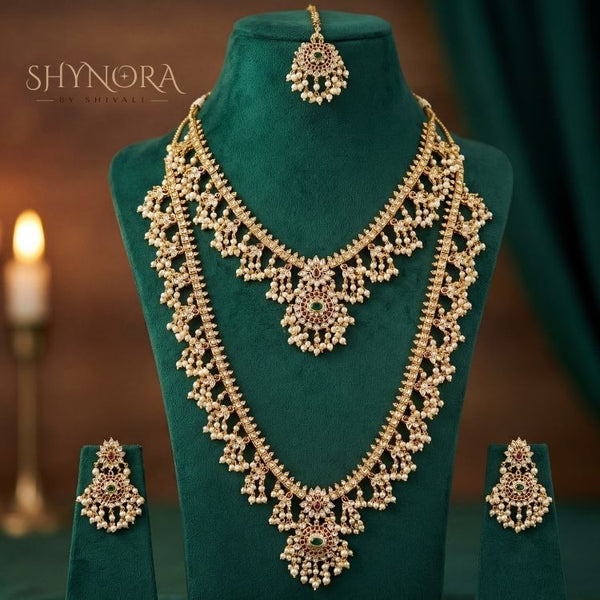 Rajwada Noor Double-Layer Pearl Necklace Set