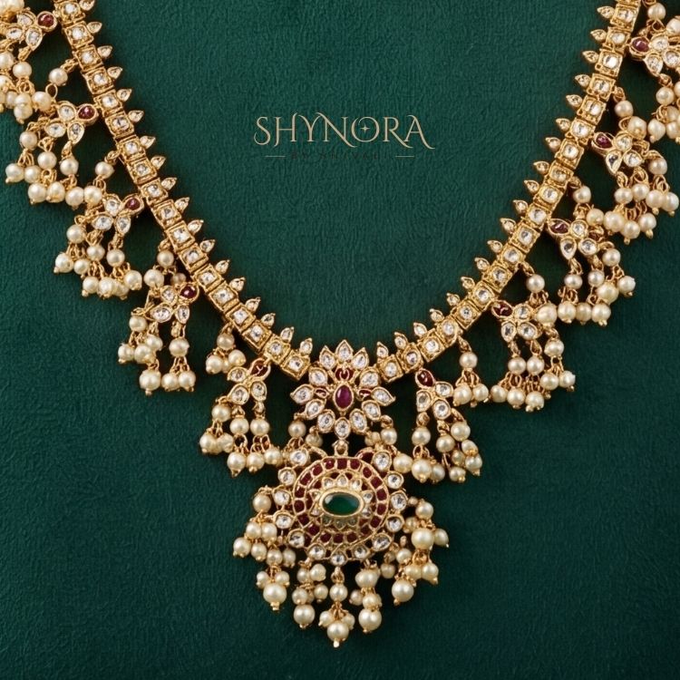 Rajwada Noor Double-Layer Pearl Necklace Set