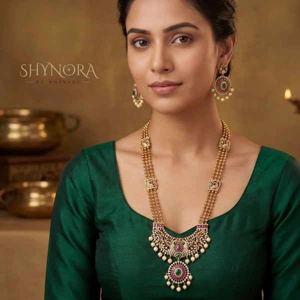 Rajwada Peacock Pearl Haar Set