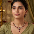 Ruby Bloom Drop Necklace Set