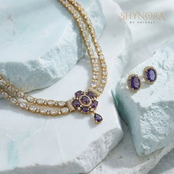 Royal Amethyst Double-Layer Necklace Set
