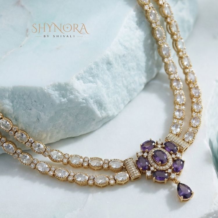 Royal Amethyst Double-Layer Necklace Set