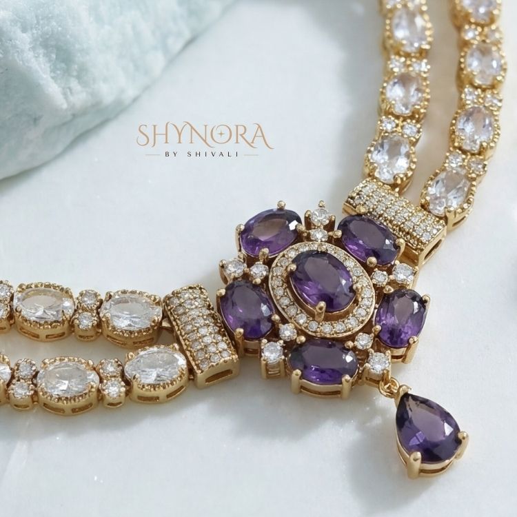 Royal Amethyst Double-Layer Necklace Set