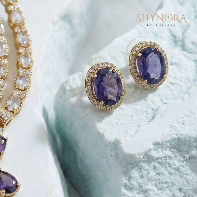 Royal Amethyst Double-Layer Necklace Set