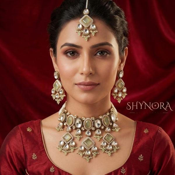 Meher Olive Glow Kundan Necklace Set