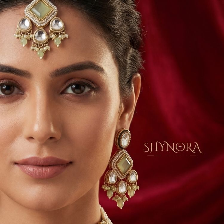 Meher Olive Glow Kundan Necklace Set