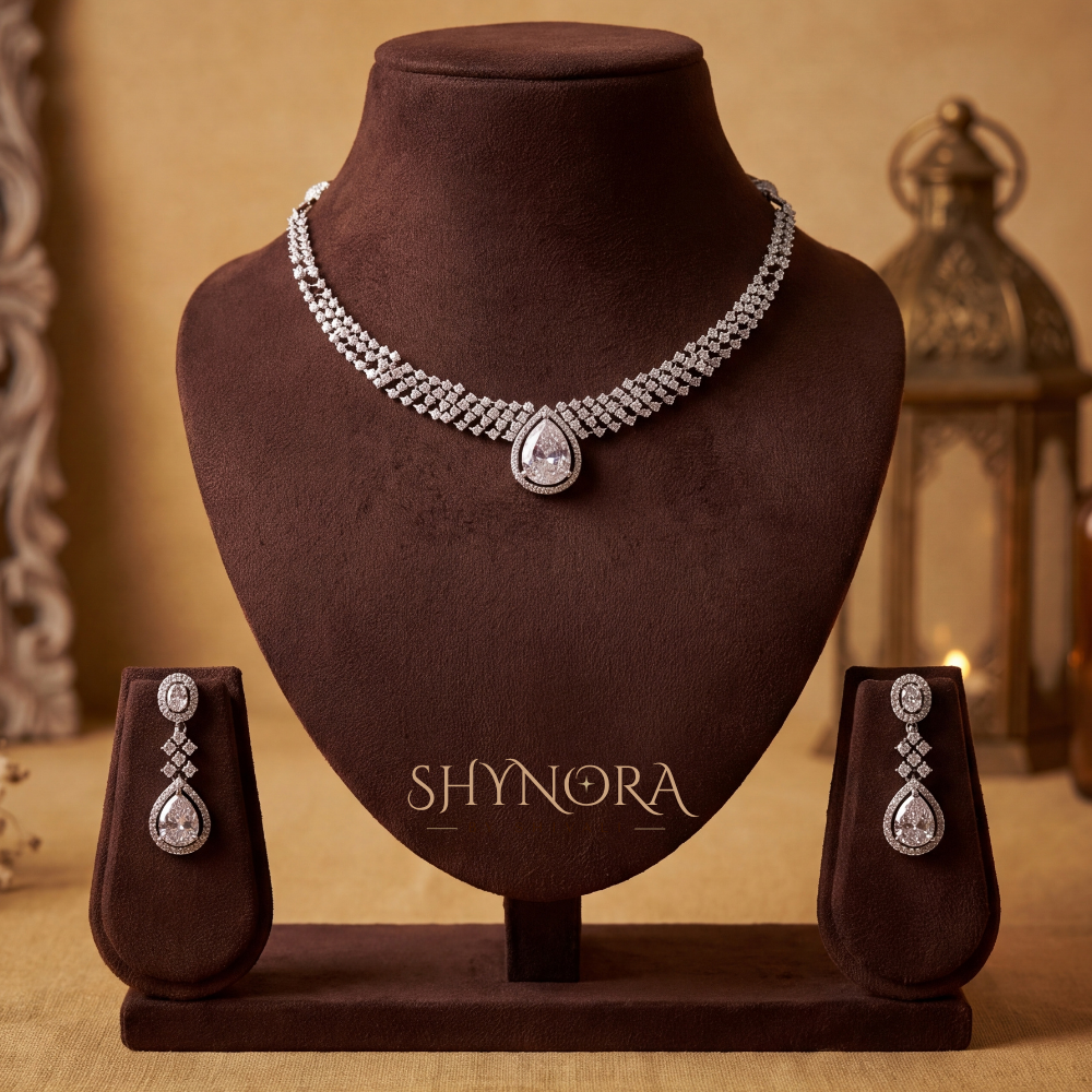 Graduated Round Pear Drop Necklace Set – Shynora By Shivali