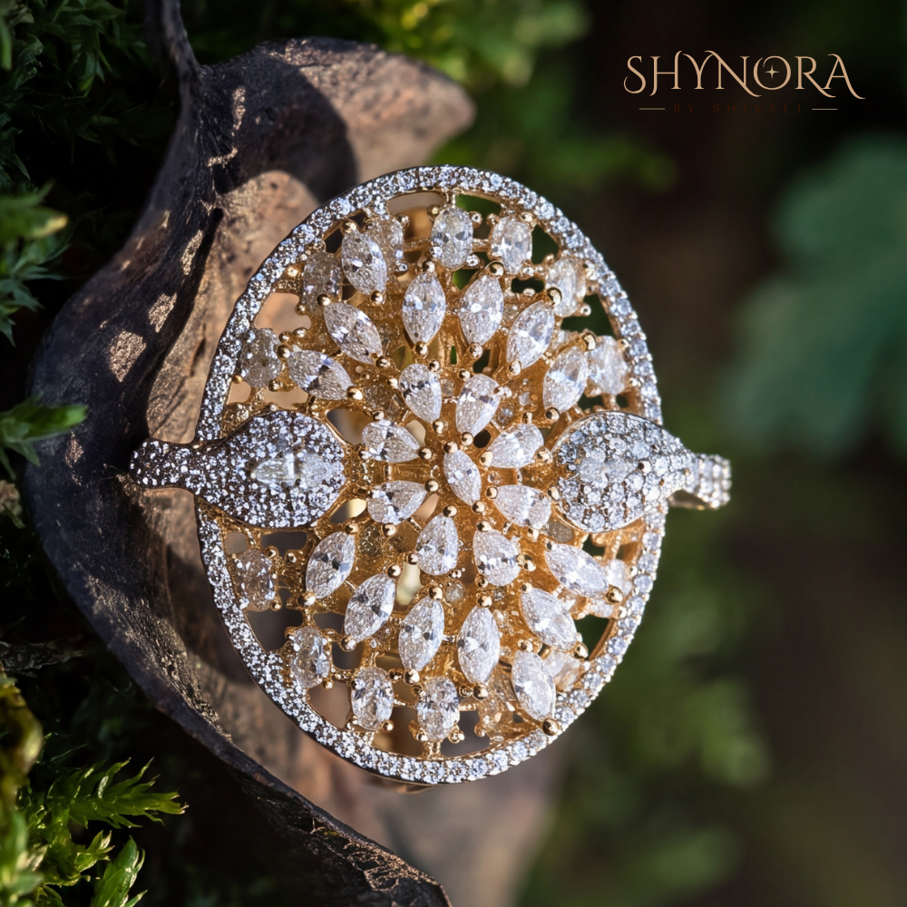 Oval Marquise Medallion Cocktail Ring – Shynora By Shivali