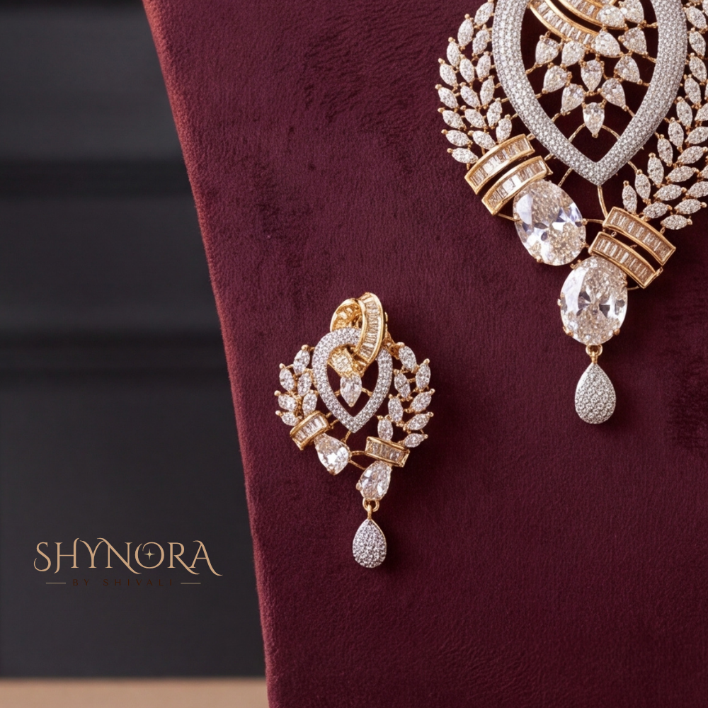 Pear Cluster Leaf AD Pendant Set – Shynora By Shivali