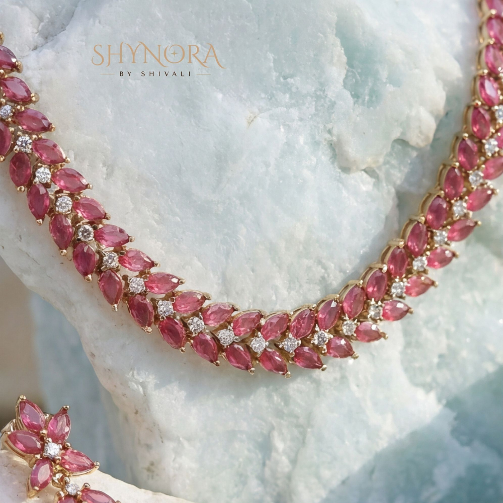 Ruby Leaf Vine Necklace Set – Shynora By Shivali