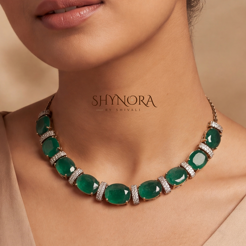 Emerald Cluster Mehendi Polish Tennis Bracelet – Shynora By Shivali