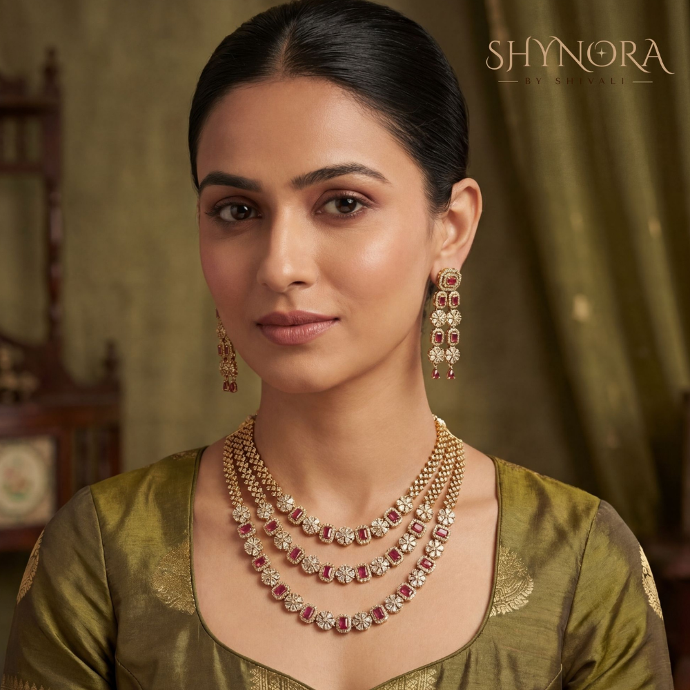 Ruby Long Rani Haar Necklace Set – Shynora By Shivali