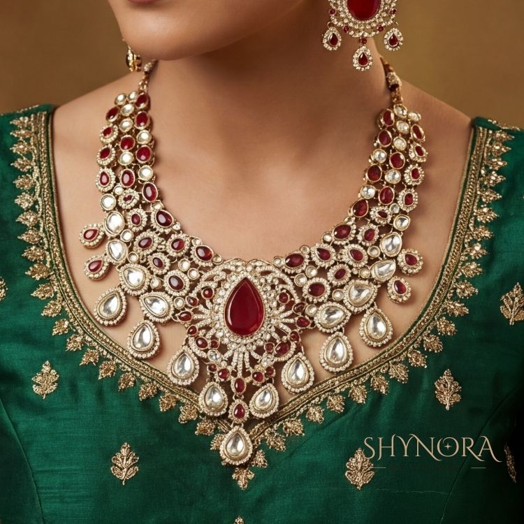 Zareen Ruby Regal Kundan Bridal Necklace Set