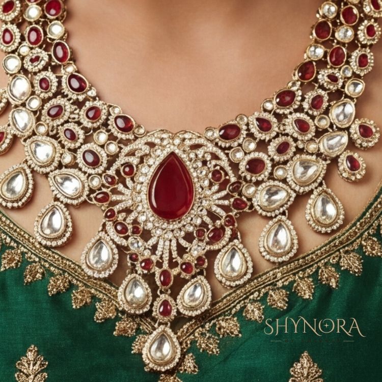 Zareen Ruby Regal Kundan Bridal Necklace Set