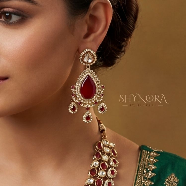 Zareen Ruby Regal Kundan Bridal Necklace Set