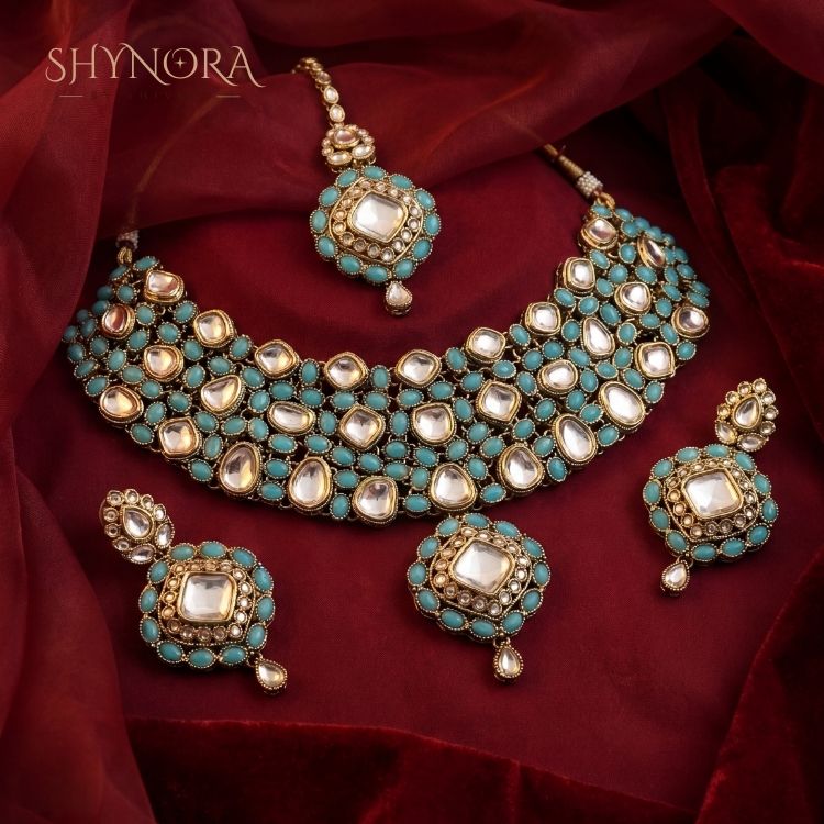 Firdaus Turquoise Kundan Choker Set