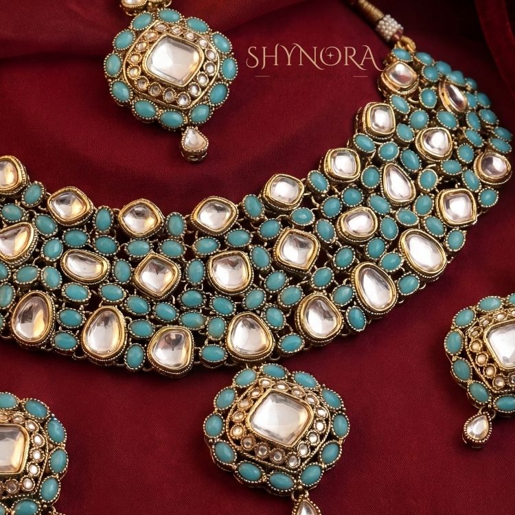Firdaus Turquoise Kundan Choker Set