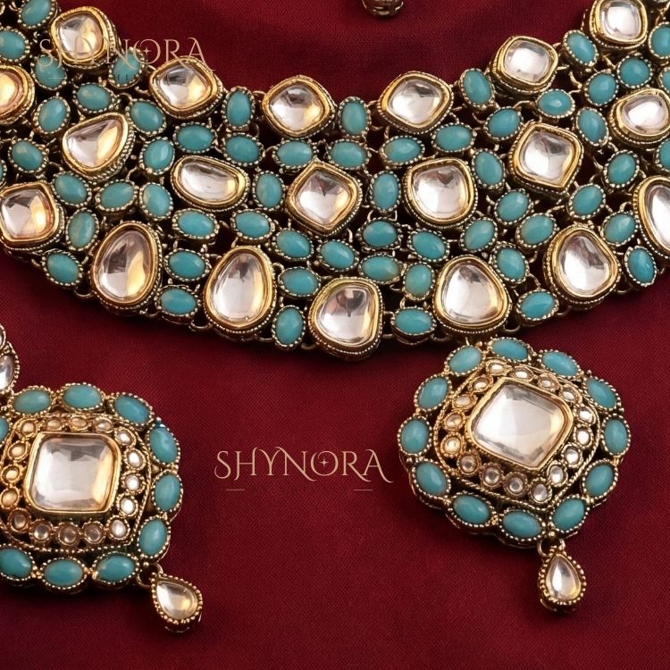 Firdaus Turquoise Kundan Choker Set