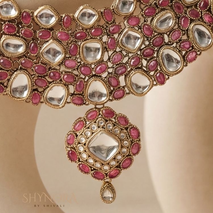 Gulnaar Ruby Kundan Choker Set