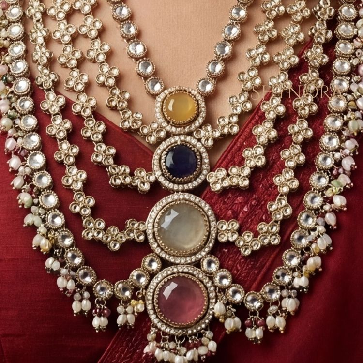 Noor-e-Rang Multi-Layer Kundan Necklace Set