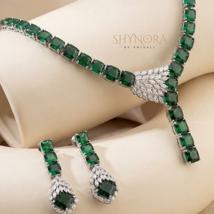 Emerald Grace Drop Necklace Set