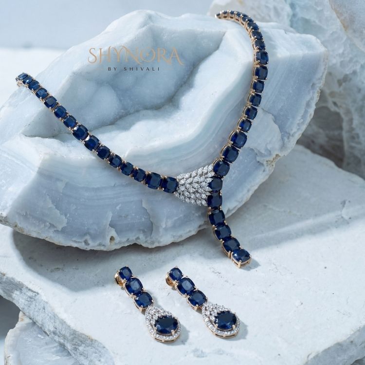 Midnight Sapphire Drop Necklace Set