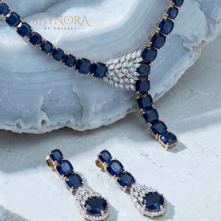 Midnight Sapphire Drop Necklace Set