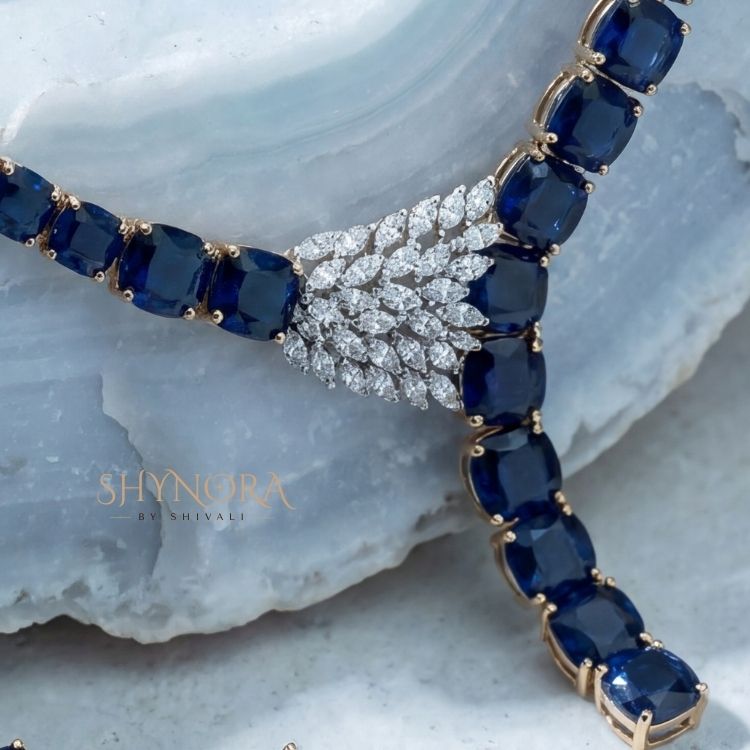 Midnight Sapphire Drop Necklace Set