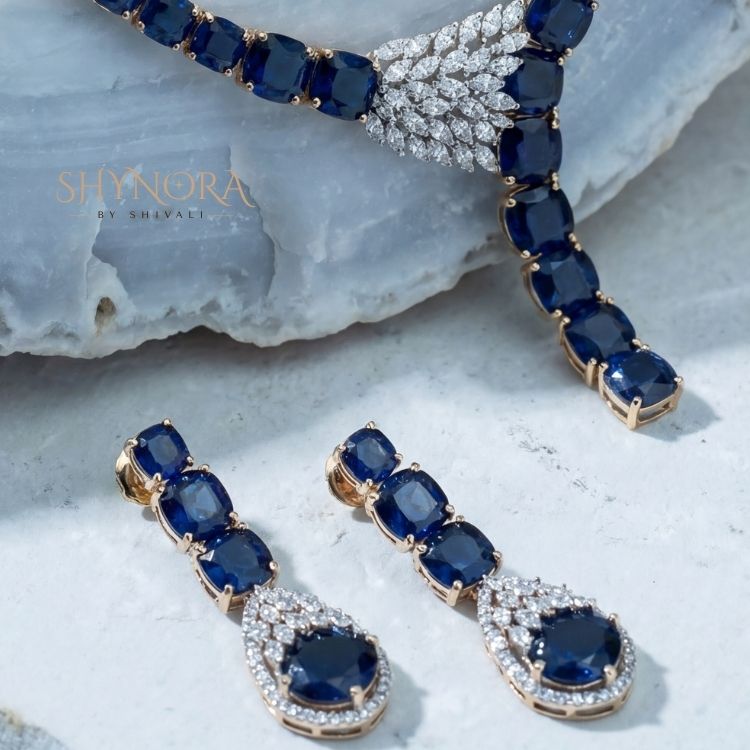Midnight Sapphire Drop Necklace Set