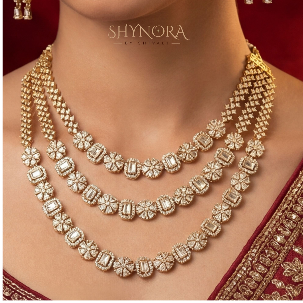 Floral Rosette Rectangular Link Necklace Set – Shynora By Shivali