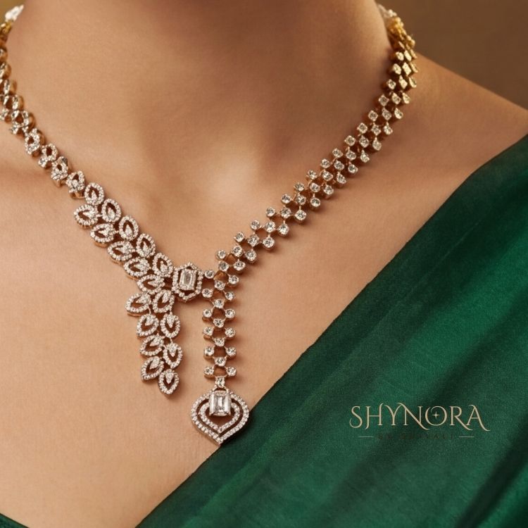 Golden Leaf Y-Drop Necklace Set