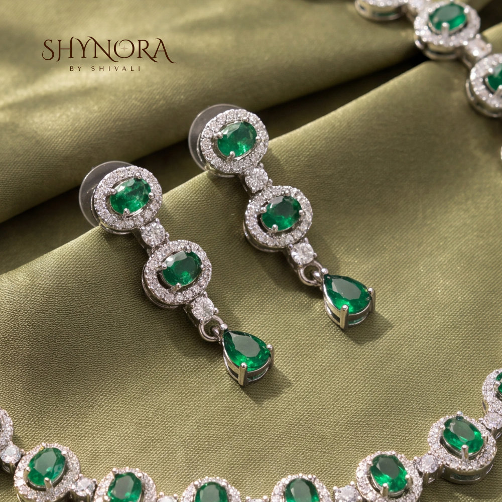 Emerald Round Single Strand Necklace Set – Shynora By Shivali