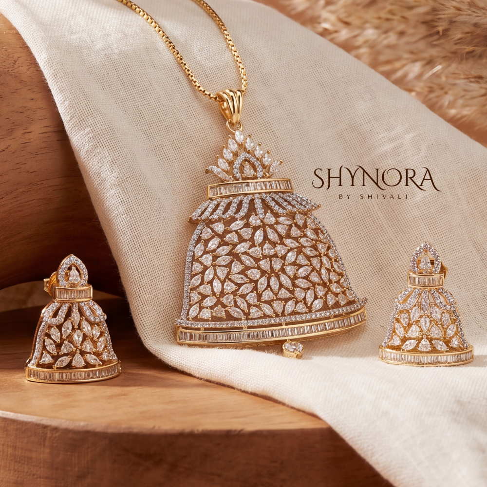 Leafy Oval AD Pendant Set – Shynora By Shivali