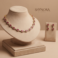 Ruby Halo Cluster Necklace Set – Shynora By Shivali