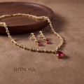 Ruby Pear Drop Delicate Necklace Set – Shynora By Shivali