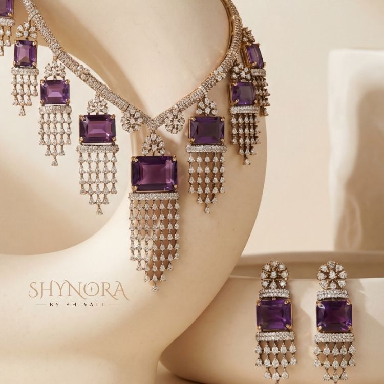 Amethyst Royale Cascade Drop Necklace Set