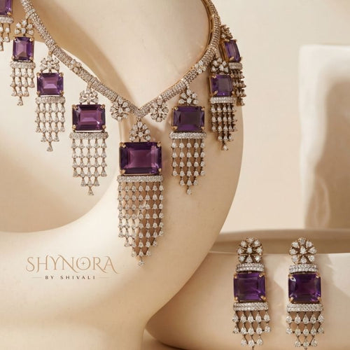 Amethyst Royale Cascade Drop Necklace Set