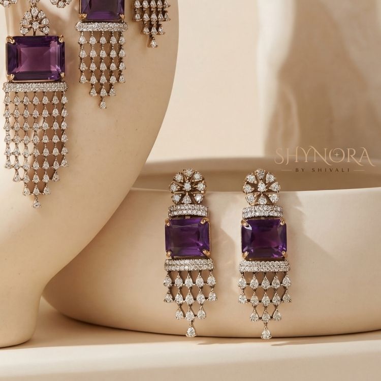 Amethyst Royale Cascade Drop Necklace Set