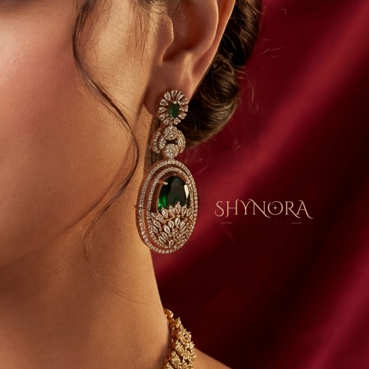 Emerald Leaffall Drop Necklace Set