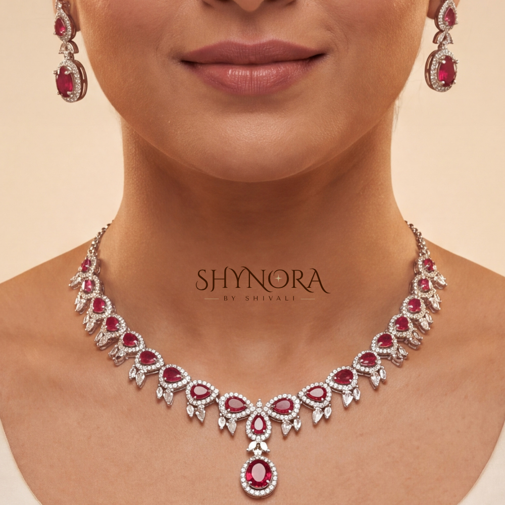 Ruby Round Single Strand Pendant Necklace – Shynora By Shivali