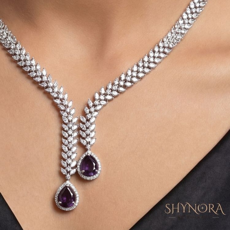 Amethyst Twin-Drop Elegance Necklace Set