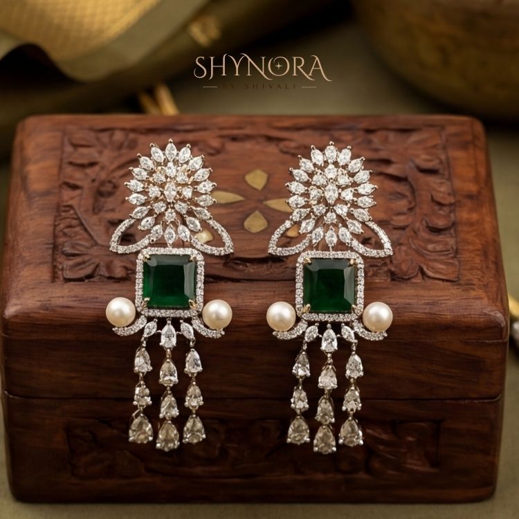 Emerald Pearl Cascade Necklace Set