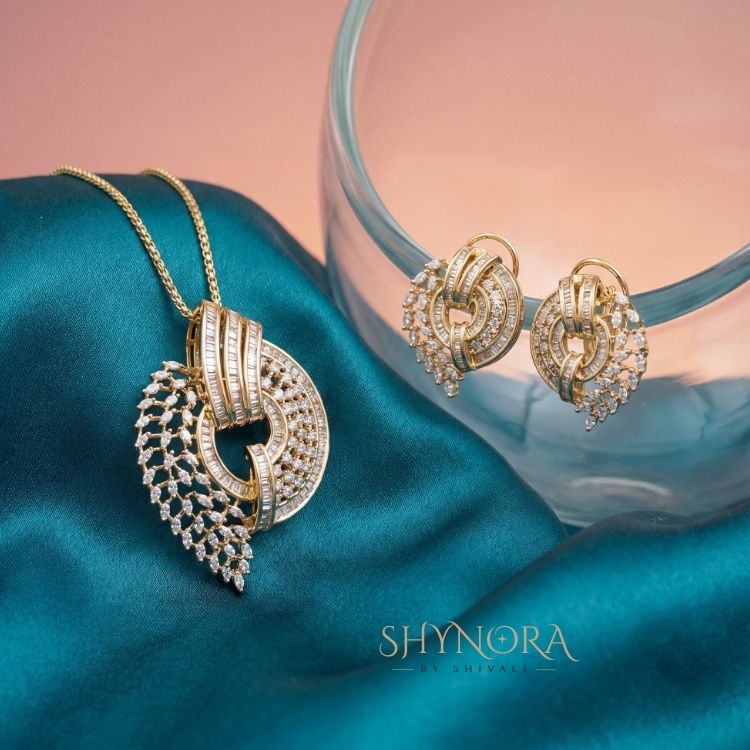 Celestial Swirl CZ Pendant Set