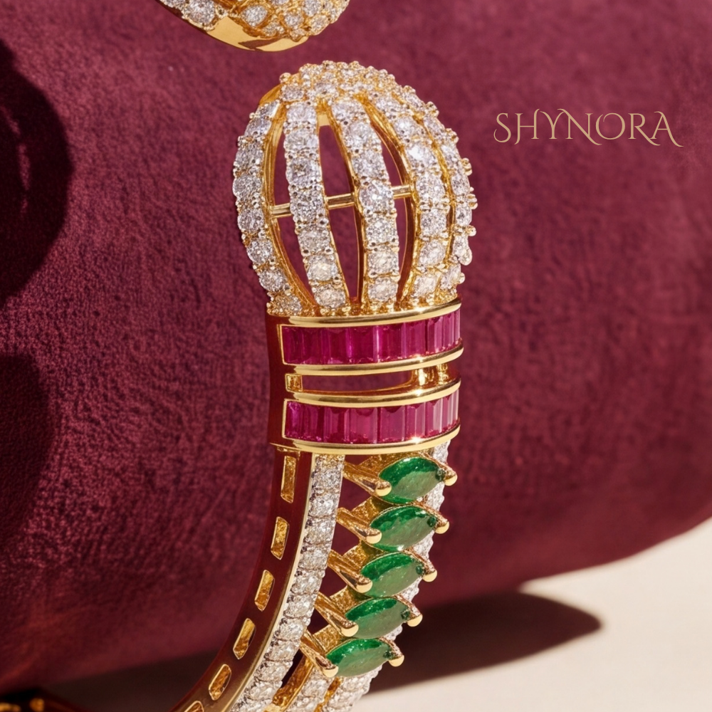 Multicolor Gemstone Studded Gold Kada – Shynora By Shivali