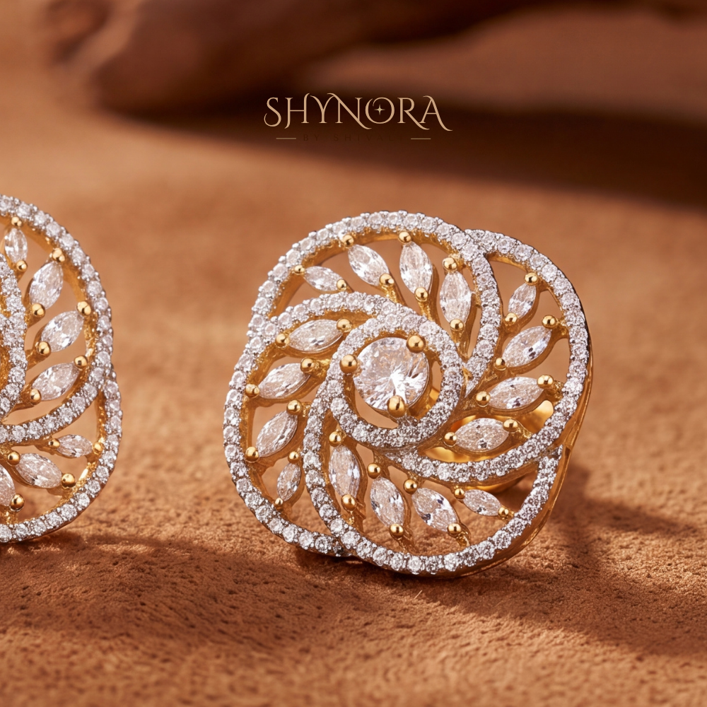 Square Swirl Leaf Stud Earrings – Shynora By Shivali