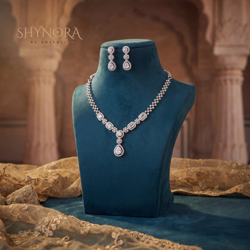 Graduated Drop Cluster Necklace Set – Shynora By Shivali