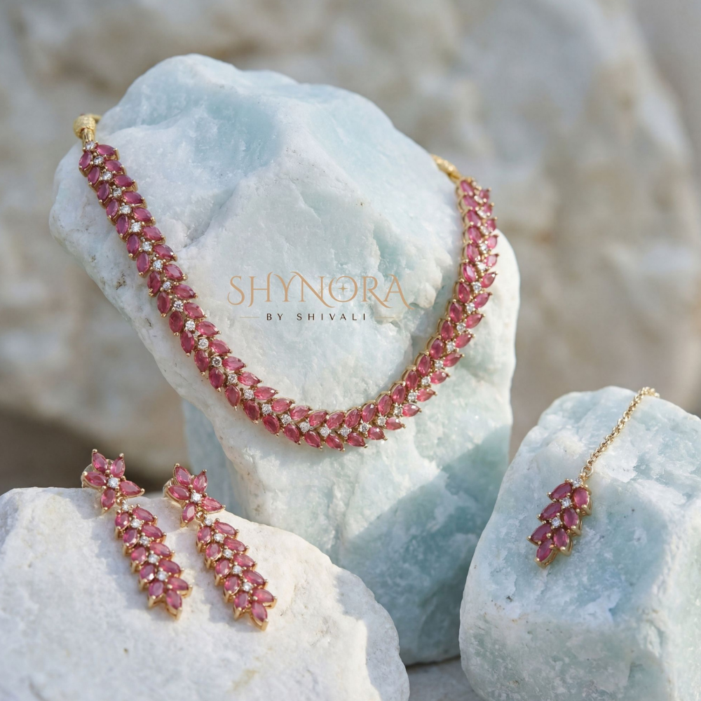 Ruby Leaf Vine Necklace Set – Shynora By Shivali
