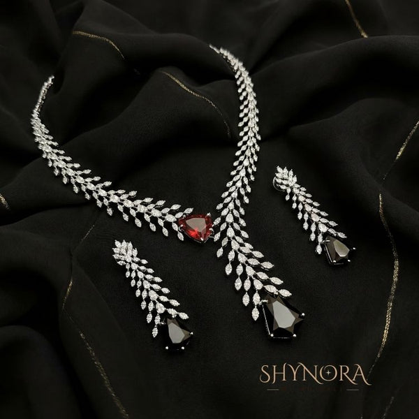 Arvena Dual-Tone Leaf Drop Necklace Set