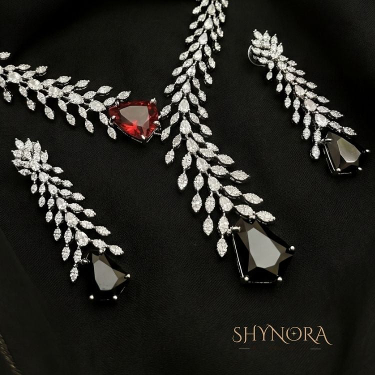 Arvena Dual-Tone Leaf Drop Necklace Set